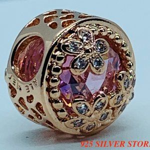 PANDORA Rose Gold Sparkling Pink Daisy Flower Char